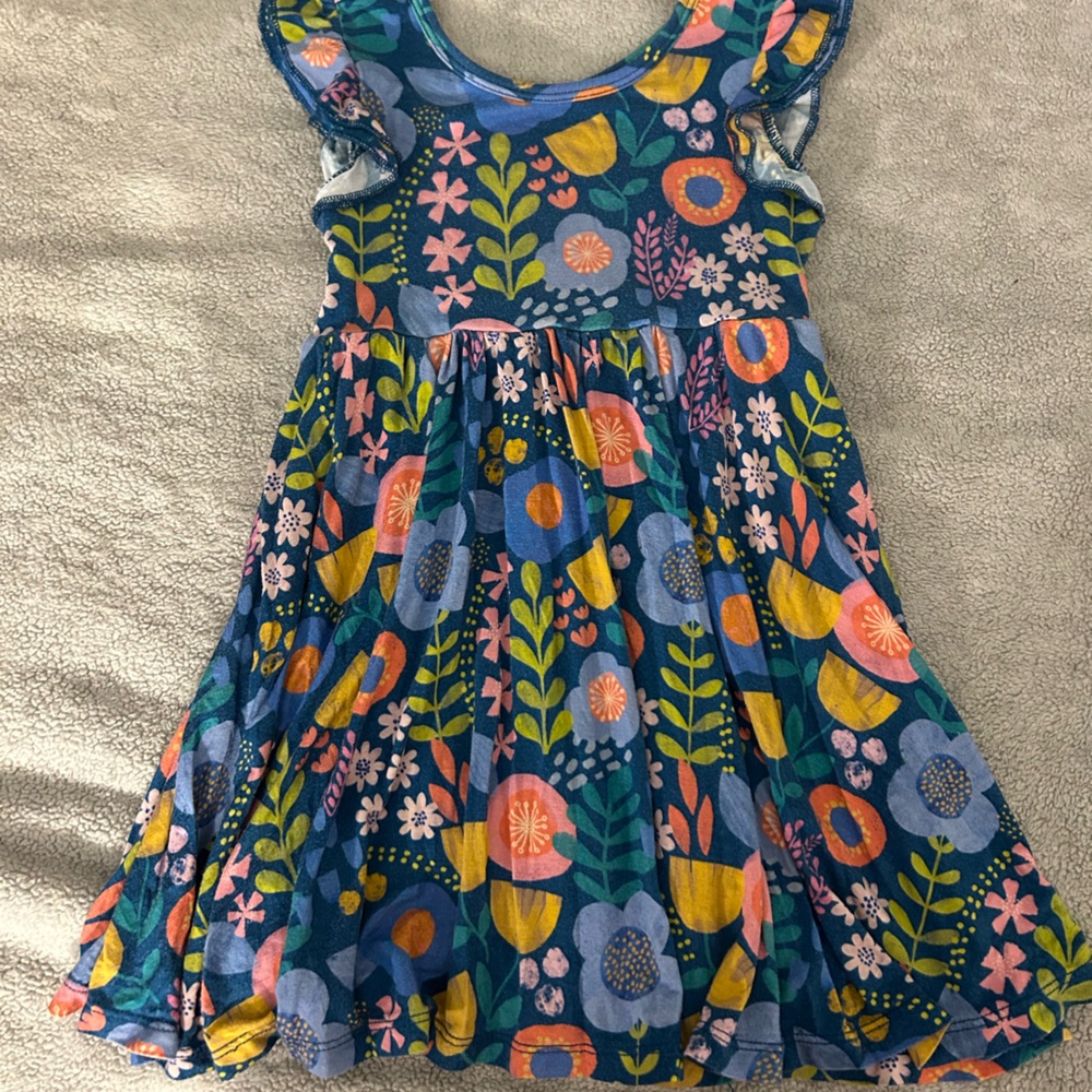 Little Sleepies Floral Kids Dress - Blue and Multicolor